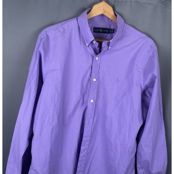 Polo Ralph Lauren Oxford Shirt Men LargePurple Button Down Long Sleeve - Picture 5 of 9